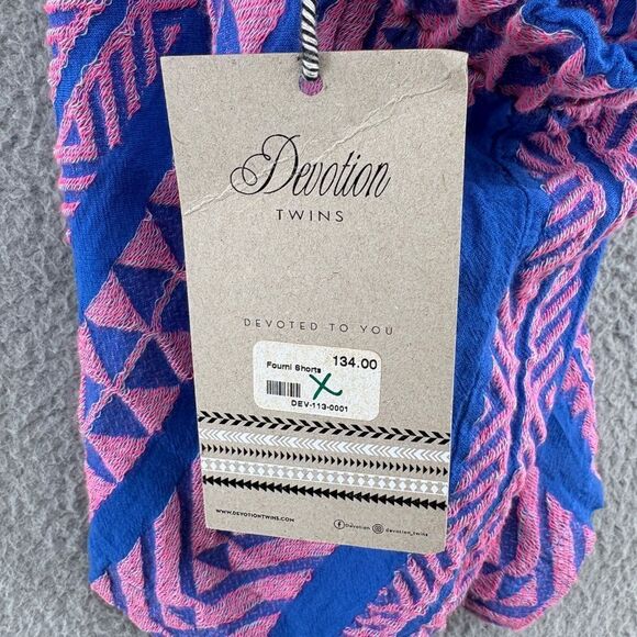 Devotion Twins Fourní Embroidered Cotton Shorts Pink Blue XS NWT - Picture 10 of 13